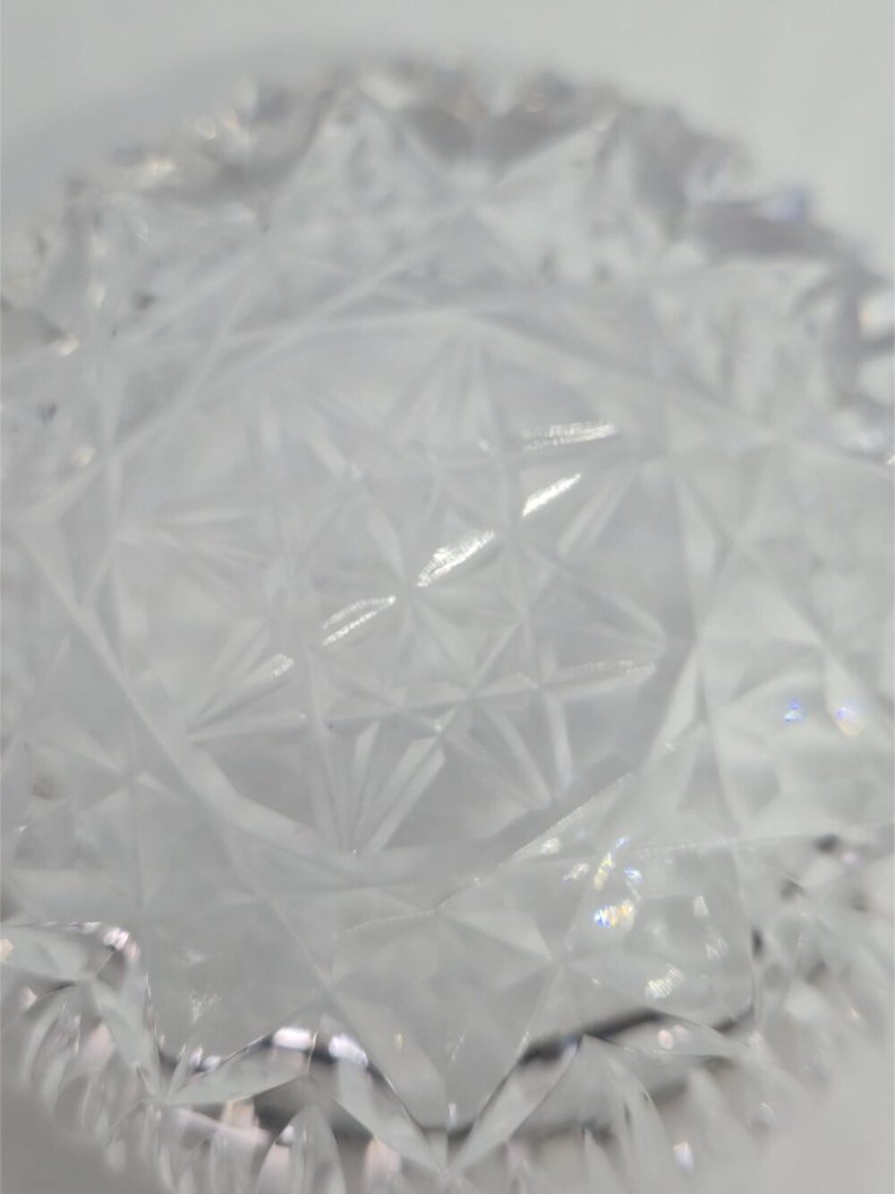 Vintage Crystal Ring Dish Starburst Cut Glass Trinket Bowl Sawtooth Rim Catchall - Picture 2 of 10